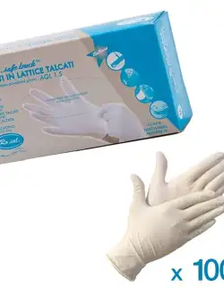 Cutie cu 100 de Manusi Roial de Protectie, din Latex, Albe, Marimea L, de Unica Folosinta, Pudrate