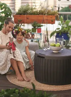 Cutie depozitare gradina rotunda maro Keter Circa 140 L