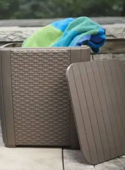 Cutie depozitare/masa cappuccino rachita plata Keter Luzon