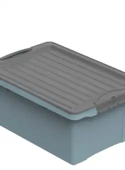 Cutie depozitare plastic albastra cu capac negru Rotho Compact 13L