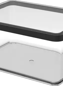 Cutie depozitare plastic rectangulara transparenta cu capac negru Rotho Loft 2.25 L