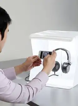 Cutie fotografie de produs, 40 x 34 x 37 cm, pliabil, LED, Alb