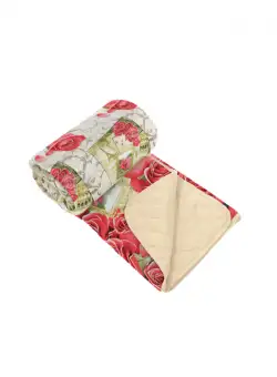 Cuvertura cocolino RED ROSE, cu 2 fete, trandafiri + crem, 210x220 cm