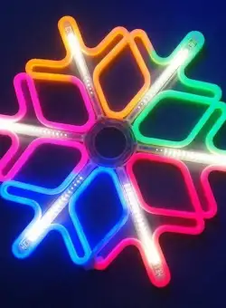 Decoratiune Craciun Fulg de Nea, Neon LED, 2 Fete, 60x60cm, Multicolor