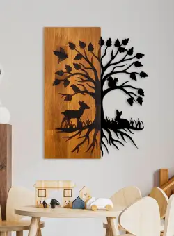 Decoratiune de perete lemn Nature, Nuc, 46x58x3 cm