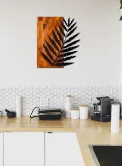 Decoratiune de perete lemn Skyler, Nuc, 58x3x50 cm