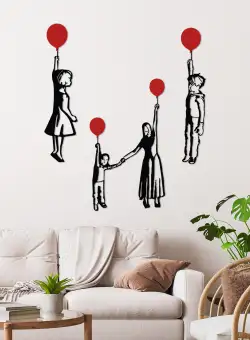 Decoratiune de perete Metal Banksy Metal 03, Negru, 15x85 cm