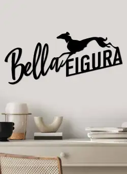 Decoratiune de perete Metal Bella Figura 3, Negru, 60x27 cm