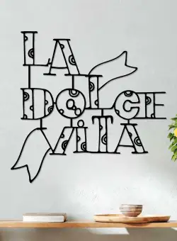 Decoratiune de perete Metal Dolce Vita 1, Negru, 56x54 cm