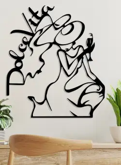 Decoratiune de perete Metal Dolce Vita 2, Negru, 50x56 cm