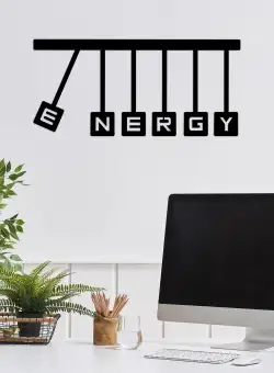 Decoratiune de perete Metal Energy, Negru, 32x1x69 cm