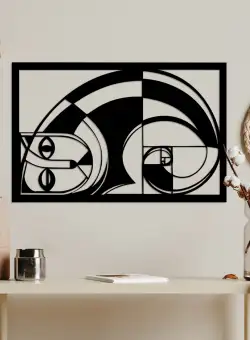 Decoratiune de perete Metal Fıbonaccı, Negru, 56x36.5 cm