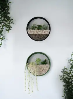 Decoratiune de perete Metal Green Panda, Verde - Negru, 30x5x30 cm, 2 bucati