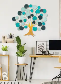 Decoratiune de perete Metal Lime Hazel-2, Multicolor, 105x1x110 cm