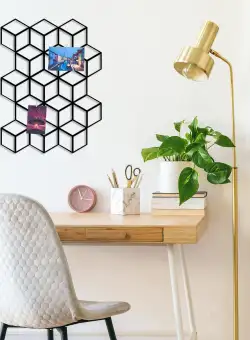 Decoratiune de perete Metal Moodboard 1, Negru, 60x1x45 cm