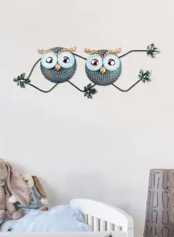 Decoratiune de perete Metal Owl 3, Multicolor, 28x1x77 cm