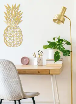 Decoratiune de perete Metal Pıneapple Metal Decor - Gold, Aur, 36x1x22 cm