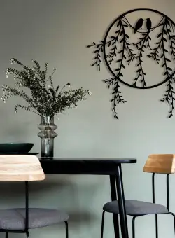 Decoratiune de perete Metal Sirayet, Negru, 44x0,12x45 cm