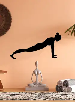 Decoratiune de perete Metal Yoga 7, Negru, 60x30 cm