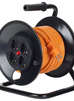 Derulator BACHMANN, 4 prize Schuko, HO5VV-F 3X2.5mm, 25m, portocaliu