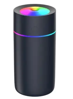 Difuzor aromaterapie, Umidificator cu led 7 culori, negru, portabil