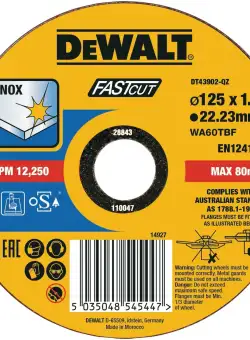 Disc Abraziv DeWalt DT43902 Ø125 x 1 x 22.23 mm Pentru INOX