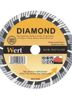 Disc diamantat segmentat turbo Wert 2713-230, O230x22.2 mm