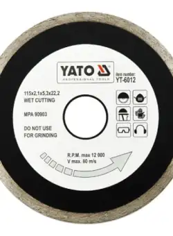 Disc diamantat YATO, continu, 115mm, taiere umeda