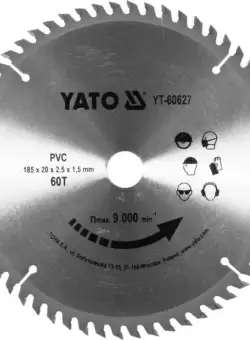 Disc fierastrau circular YATO vidia pentru PVC 185x20x60 dinti