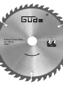 Disc pentru fierastrau circular, taiere lemn Gude 58171, O160x20 mm, 24 dinti