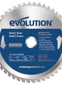 Disc pentru fierastrau circular, taiere otel Evolution EVOBLADE230-0453, O230 x 25.4 mm, 48 dinti