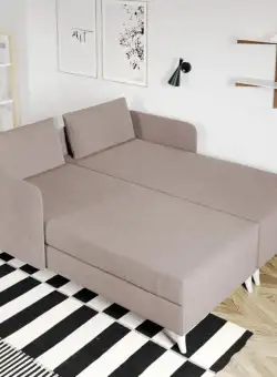 Divan dublu / Pat matrimonial tapitat Crem Soft Rabatabil