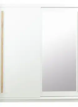 Dulap alb Anderssen pentru haine, design modern cu usi culisante si oglinda, 200 cm