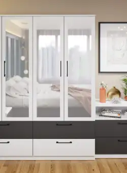 Dulap Benjamin Gri / Alb – C164/06 cu oglinda