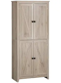 Dulap bufet cu 4 usi, organizator si rafturi reglabile, natural 80x40x182cm HOMCOM | Aosom RO
