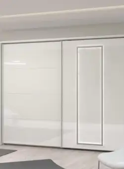 Dulap cu 2 usi culisante Soprano, Alb si Alb Lucios, 280.9 Cm