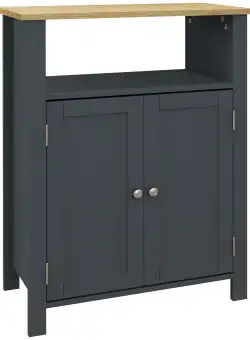 Dulap de Depozitare de Podea pentru Baie, Dulap de Baie Independent cu Usi Duble si Raft Reglabil, Gri Kleankin 60x30x80,5cm | Aosom RO