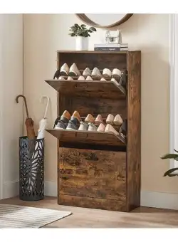 Dulap De Depozitare Din Lemn Cu 3 Niveluri, Maro Rustic, 60 Cm