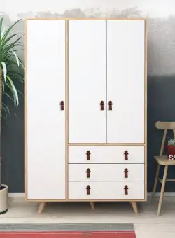 Dulap de Haine Franky, Alb / Stejar, 120x187x52 cm