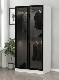 Dulap Haine Kale Glass - 210, Negru, 90x210x52 cm