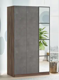 Dulap Haine Niang 3 usi cu oglinda, Maro, 104 x 184 x 50 cm