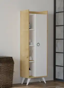 Dulap Multifunctional Ilgım cu Usa si 3 rafturi Stejar, 50 x 32 x 140 cm