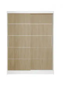 Dulap RODOS 03, usi glisante, corp alb + usi sonoma, 150x60x200 cm