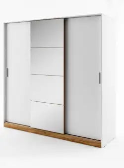 Dulap Tentro Cu Usi Glisante, Stejar Alb Si Stirling, 220 Cm