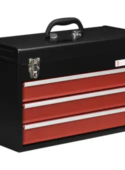 DURHAND Cufăr Unelte cu 3 Sertare, Cutie Metalică cu Blocare, Portabilă, pentru Organizare | Aosom Romania