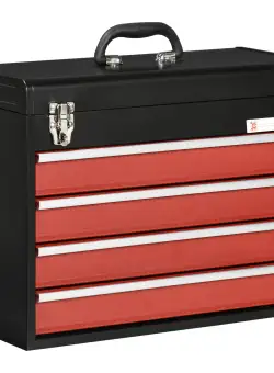 DURHAND Cutie Unelte Portabilă cu 4 Sertare, Organizator Metalic cu Blocare, pentru Atelier | Aosom Romania