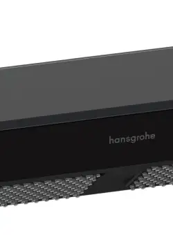 Dus de perete Hansgrohe Rainfinity Shoulder 500 negru mat si raft sticla grafit