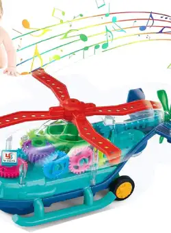 Elicopter de jucarie cu sunete si lumini, carcasa transparenta