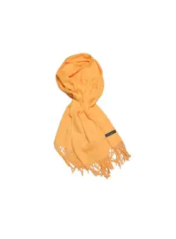 Esarfa Dama tip Sal, Casmir, Subtire, Sezon Rece, Uni, cu Franjuri, 200x68cm, Galben Melon