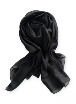 Esarfa Dama Tip Sal, Dreptunghiulara, Uni , Subtire, Endless Black, 180 x 90 cm, Negru